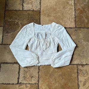 White Puff Sleeve Free People Top XS